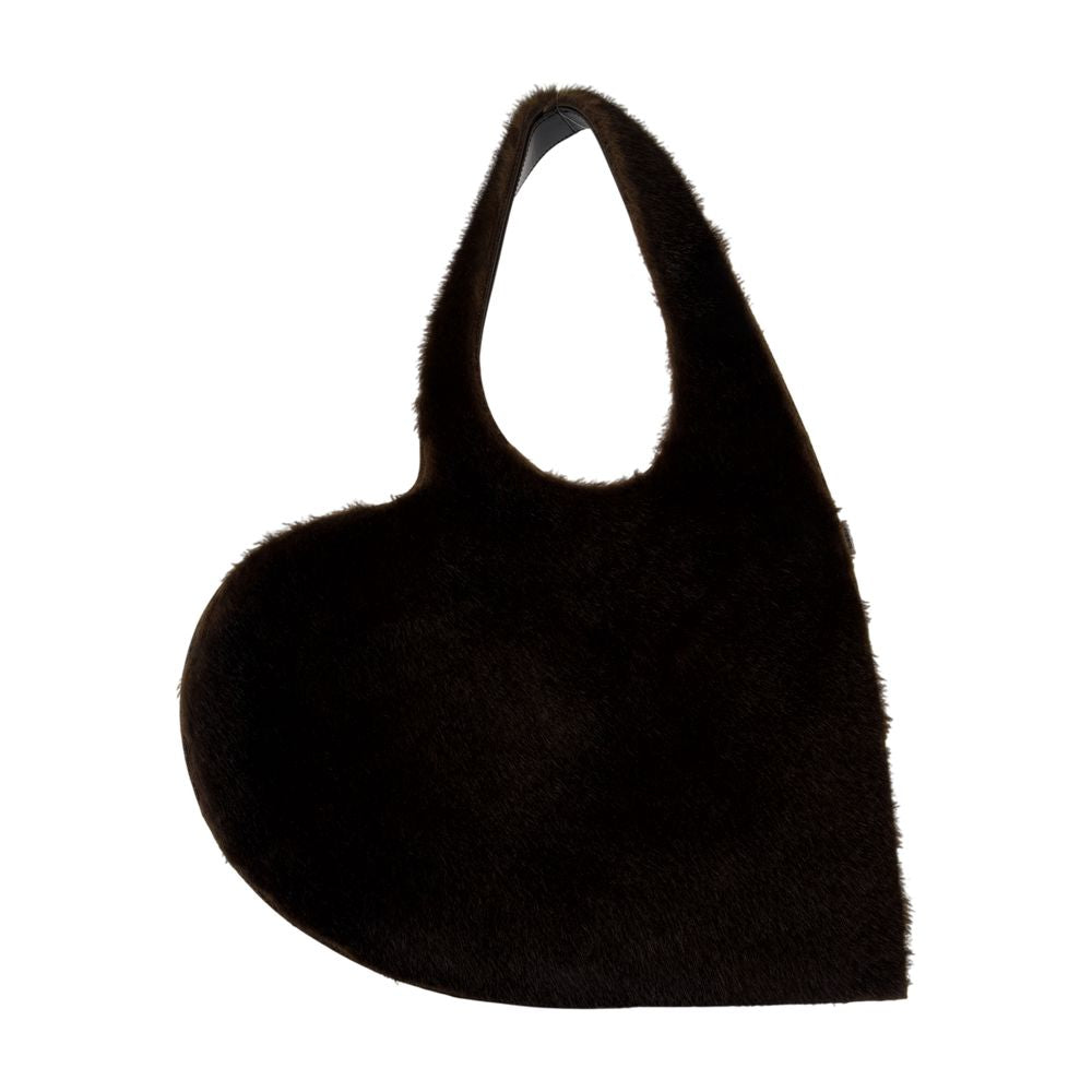 Coperni Faux Fur Heart Shoulder Bag — Black Synthetic