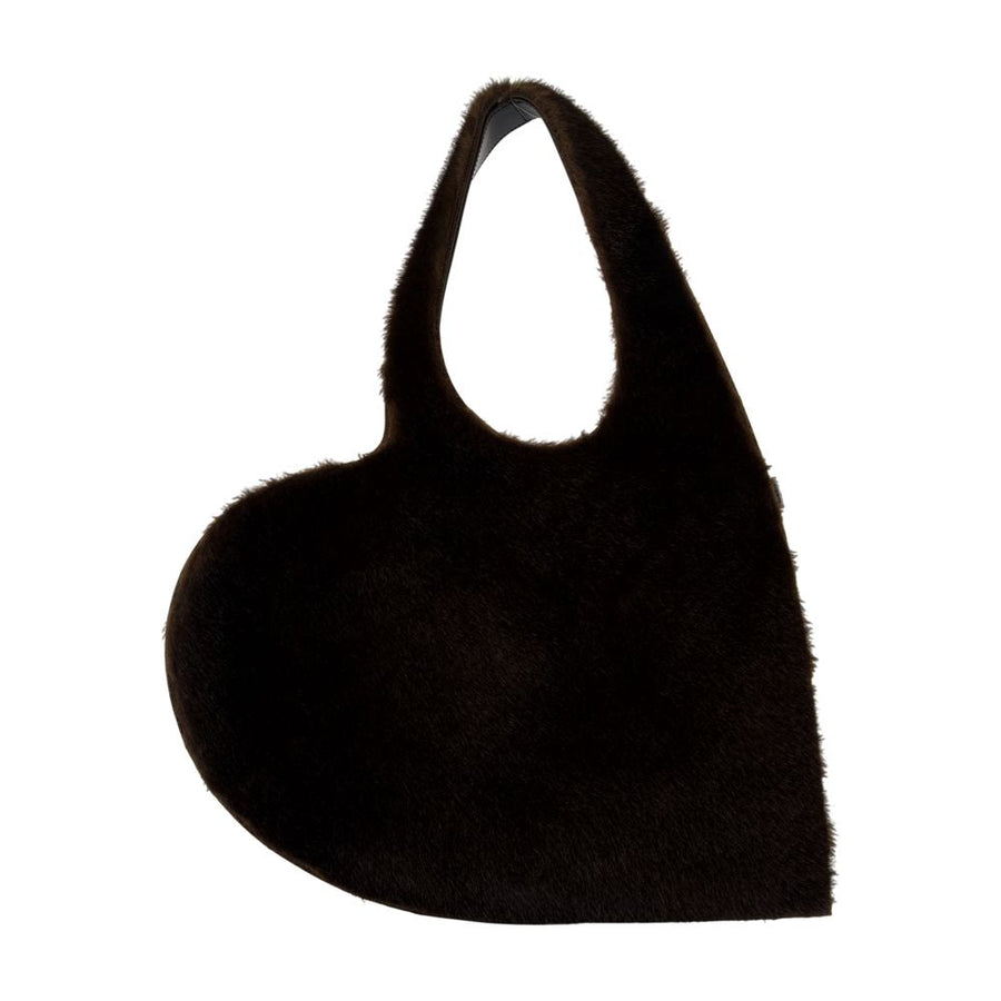 Coperni Faux Fur Heart Shoulder Bag — Black Synthetic
