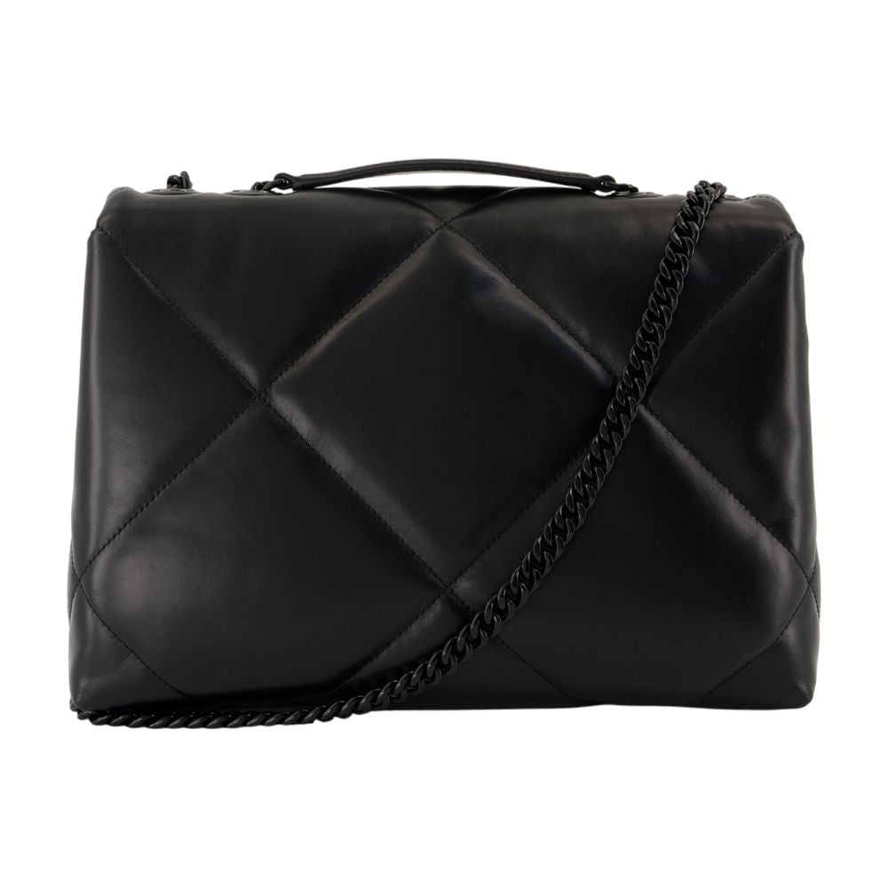 Tory Burch Diamond-Quilted Leather Shoulder Bag — Black Cowhide