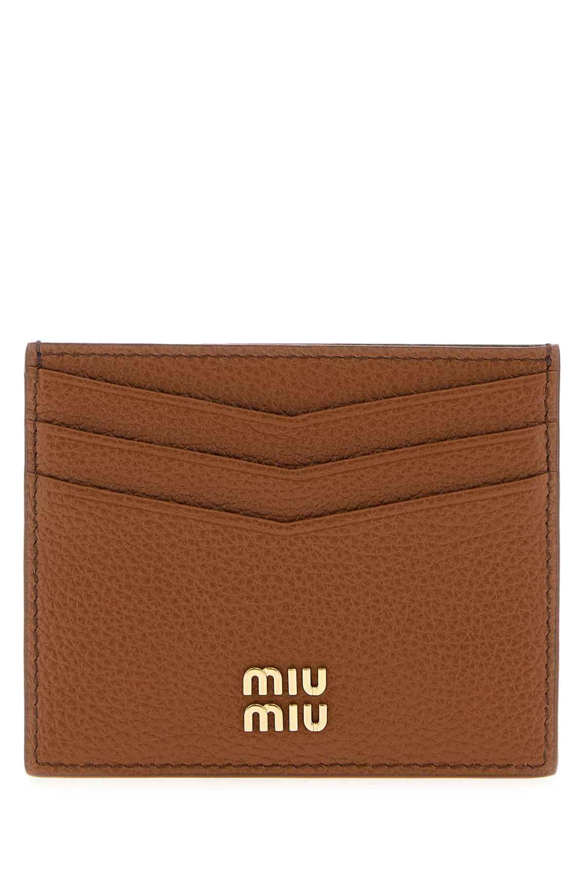 Miu Miu Calf Leather Card Case — Cognac Wallet
