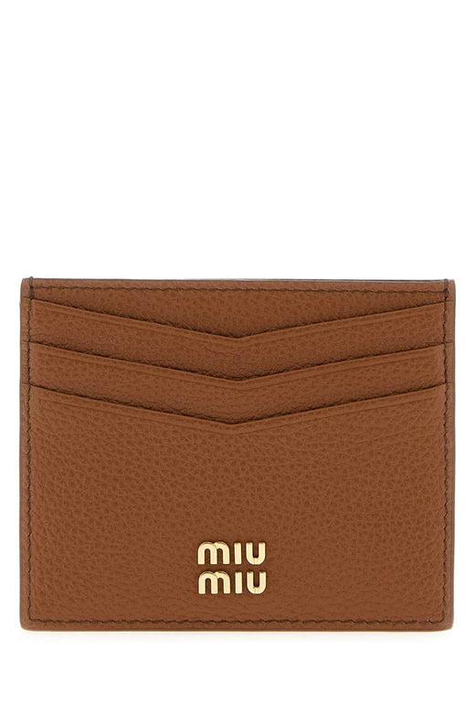 Miu Miu Calf Leather Card Case — Cognac Wallet