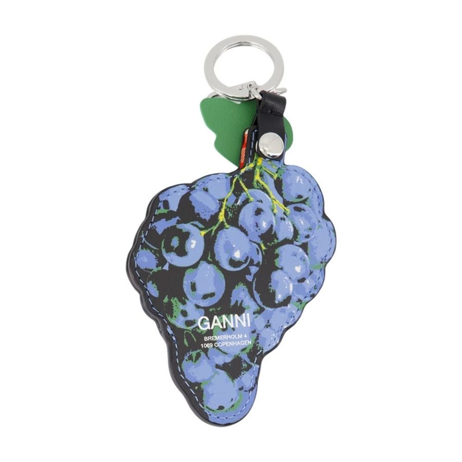 Ganni Grape-Shaped Leather Wallet — Blue Calfskin