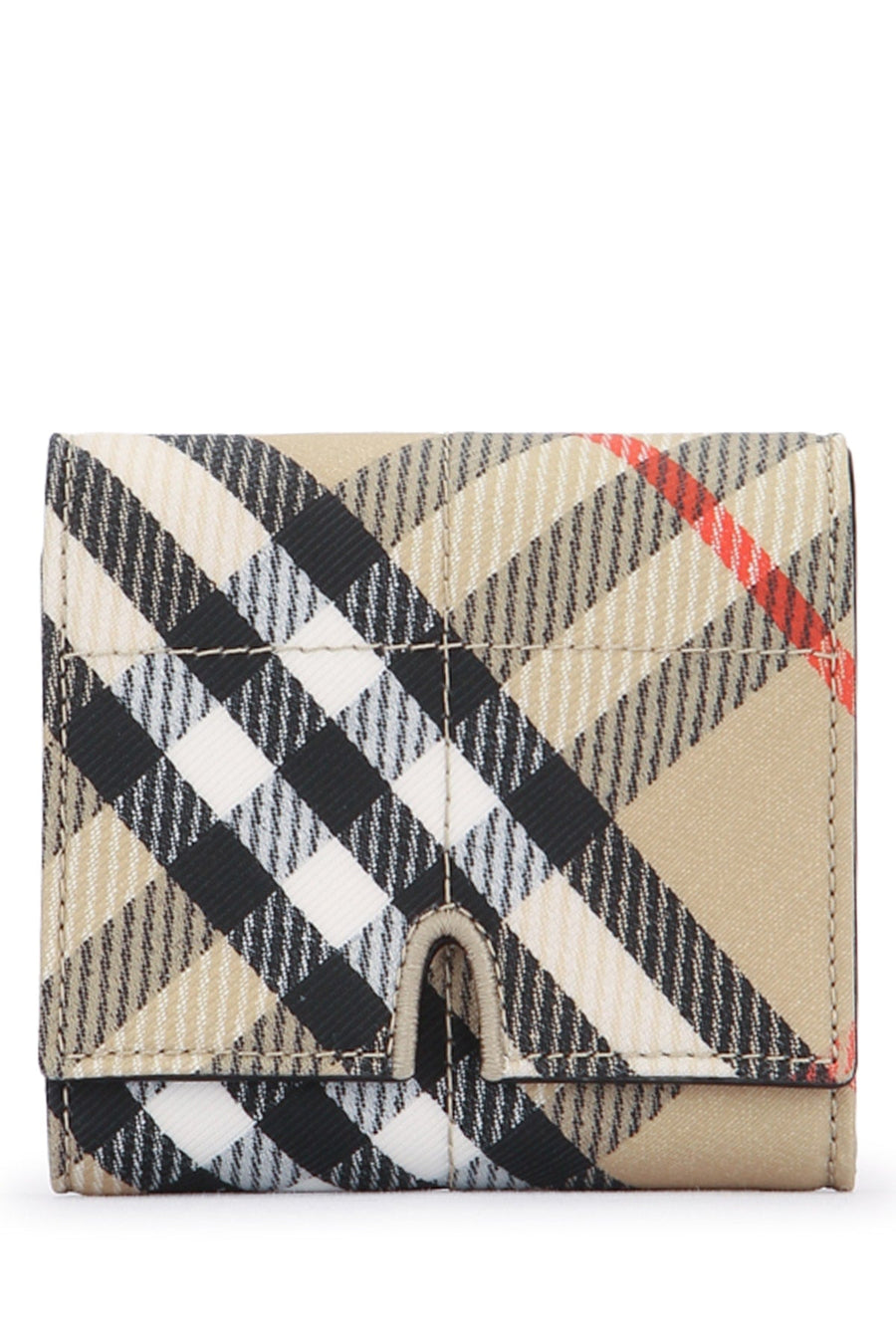 Burberry Checked Polyester-Cotton Wallet — Beige Polyester Cotton