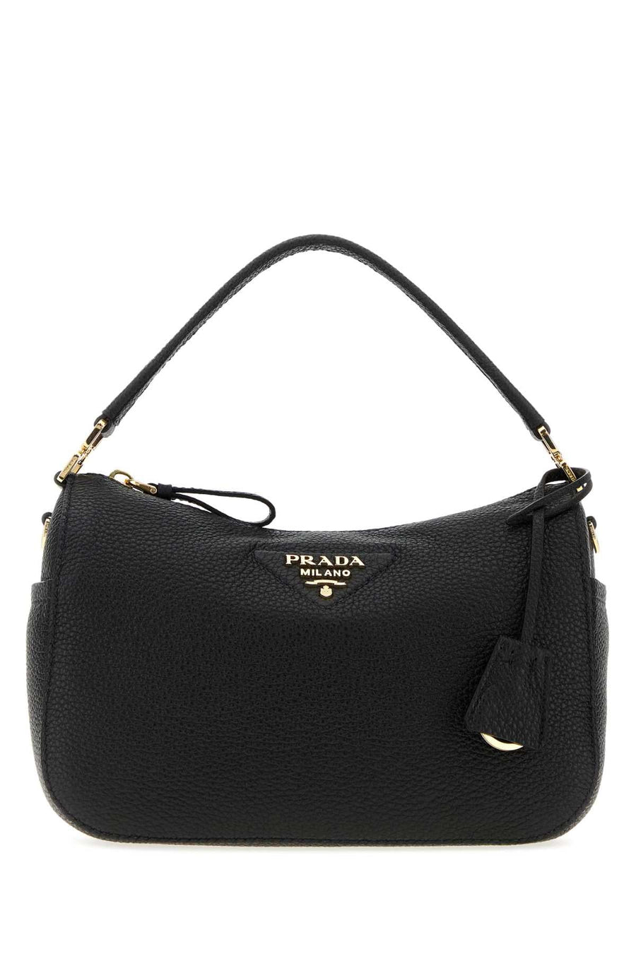 Prada Textured Leather Shoulder Bag — Black