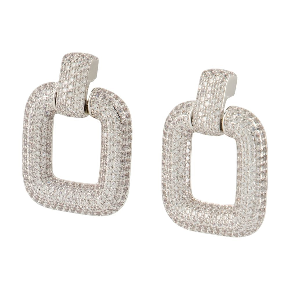Self-Portrait Crystal-Paved Earrings — Silver Brass