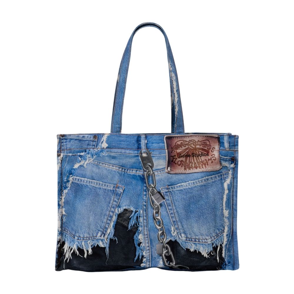 Acne Studios Upcycled Denim Tote Bag — Blue Cotton
