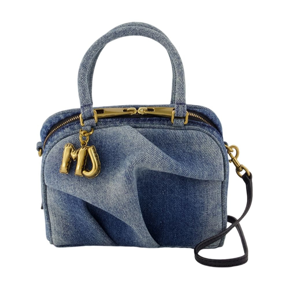 Marc Jacobs Micro Bauletto Top Handle Bag — Blue Cotton