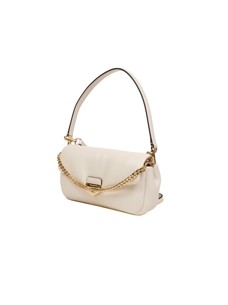 Michael Kors Chain-Detail Pvc Crossbody Bag — Beige Polyvinyl Chloride