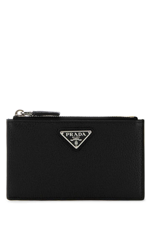 Prada Textured Calfskin Card Case — Black Vitello Cases