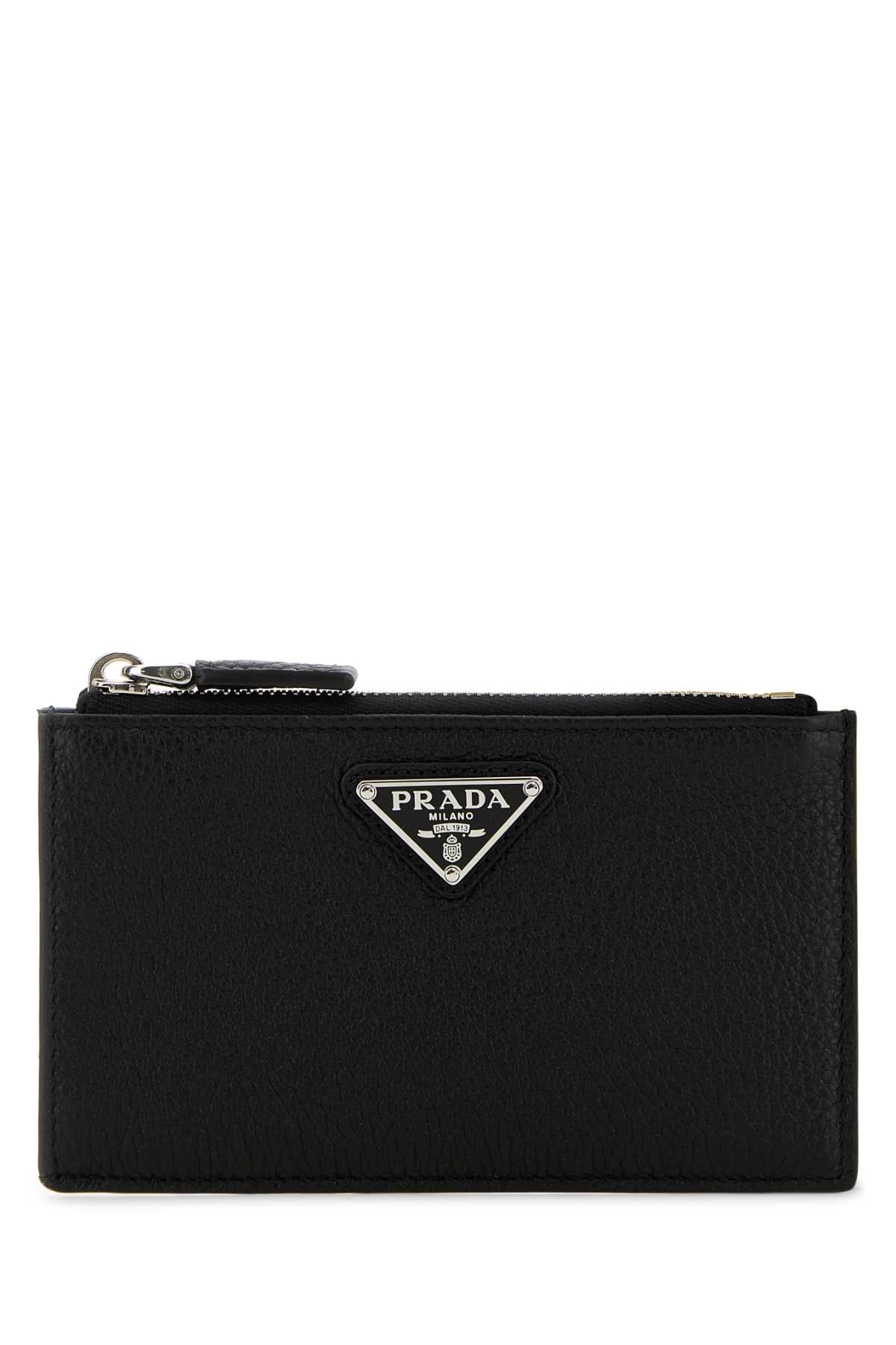 Prada Textured Calfskin Card Case — Black Vitello Cases