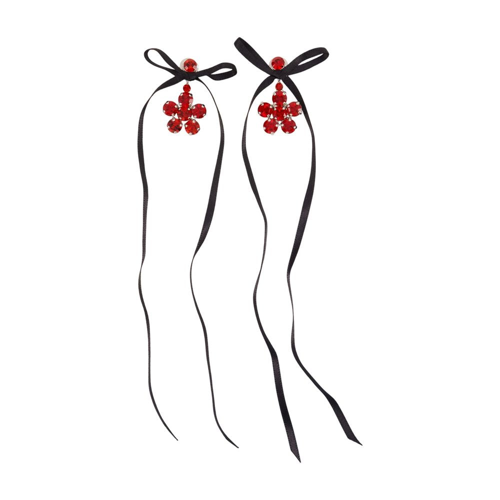 Simone Rocha Daisy Earrings — Red Synthetic_pearls