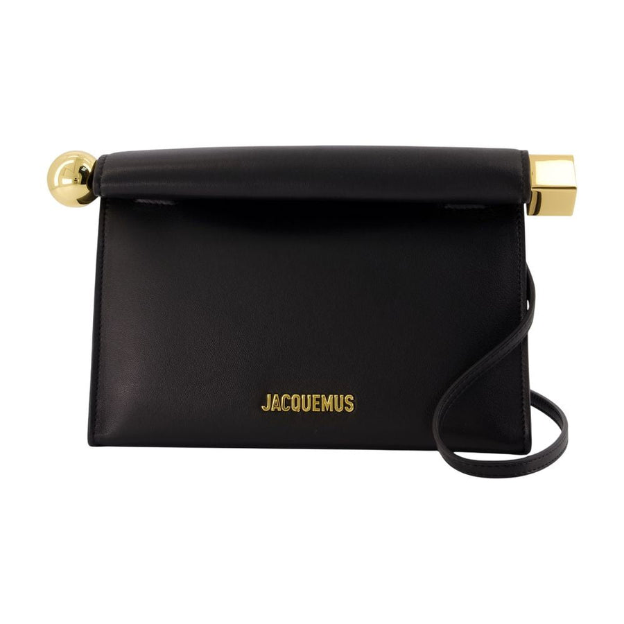 Jacquemus Le Sac Rond Carré Shoulder Bag — Black Lambskin