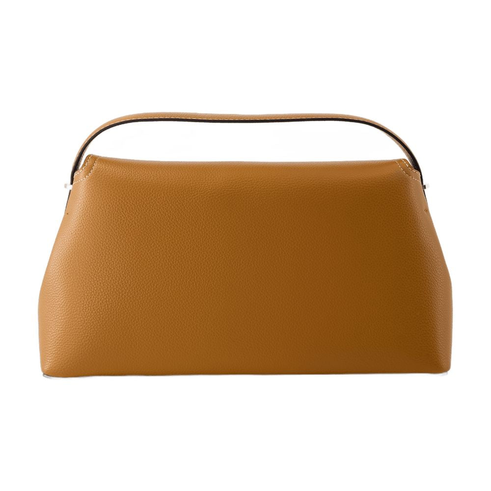 Toteme T-Lock Top Handle Bag — Brown Calfskin