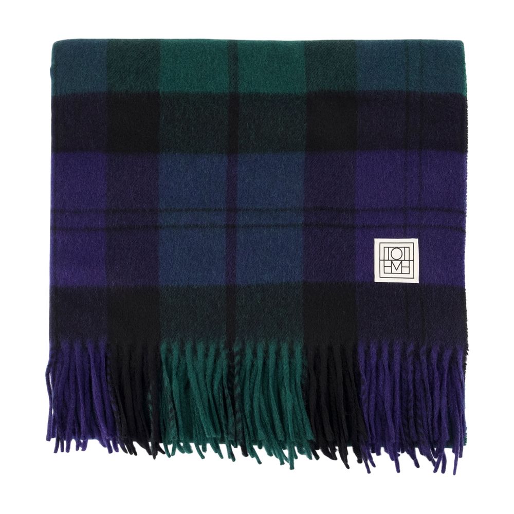 Toteme Checked Cashmere Scarf — Green Scarfs