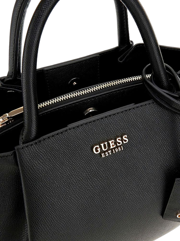 Guess Amorette Top Handle Bag — Black Polyurethane