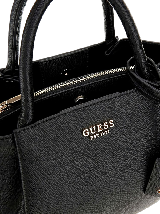 Guess Amorette Top Handle Bag — Black Polyurethane