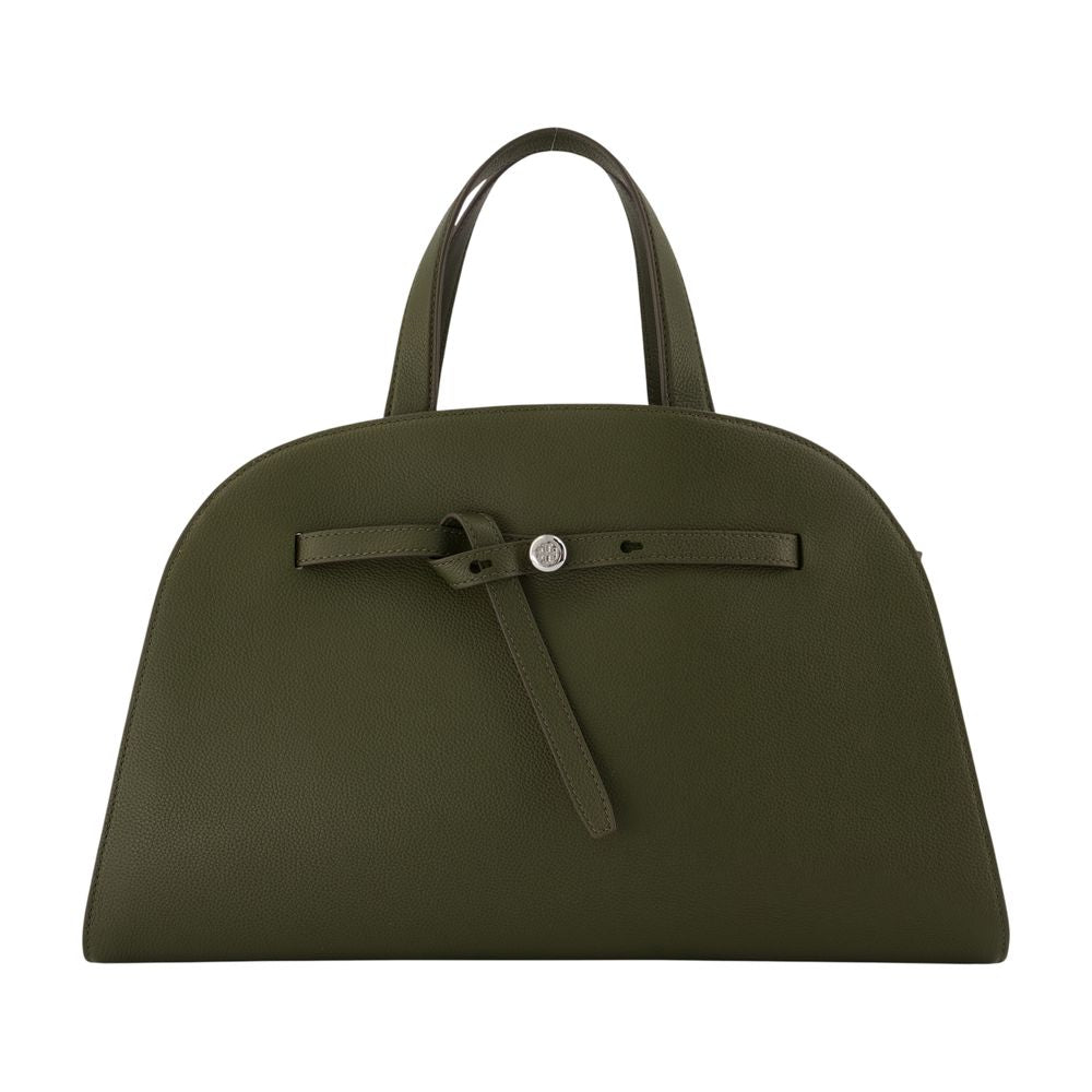 Tory Burch Romy Bauletto Top Handle Bag — Green Calfskin