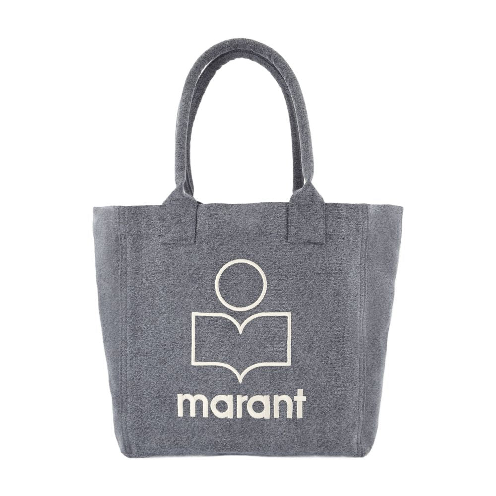Isabel Marant Logo-Print Cotton Tote Bag — Gray