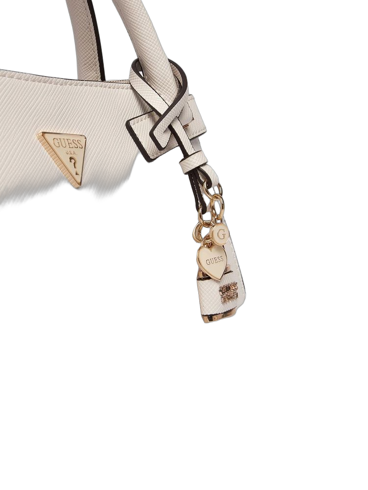 Guess Logo-Detailed Polyurethane Shoulder Bag — White