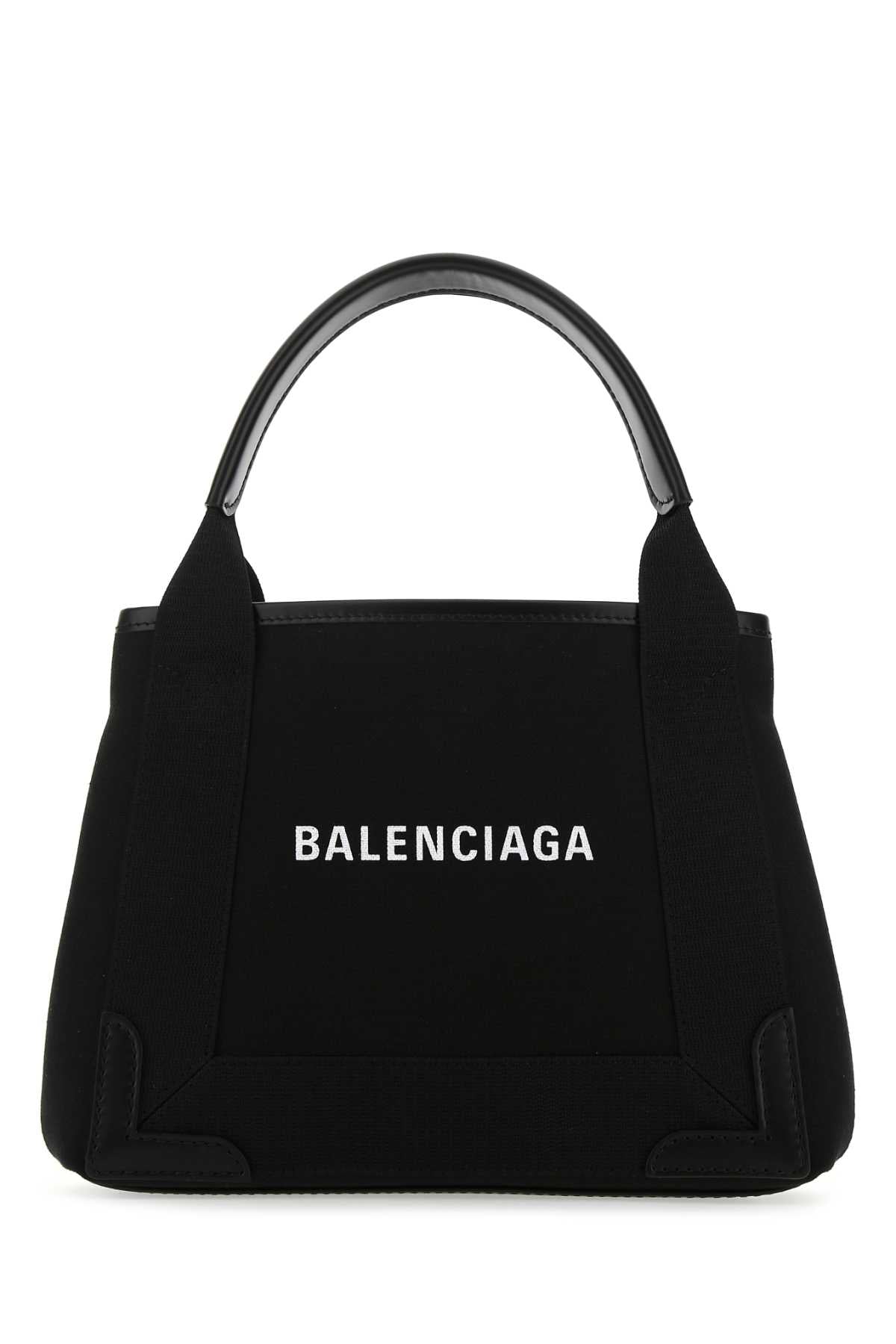 Balenciaga Logo-Embroidered Canvas Top Handle Bag — Black