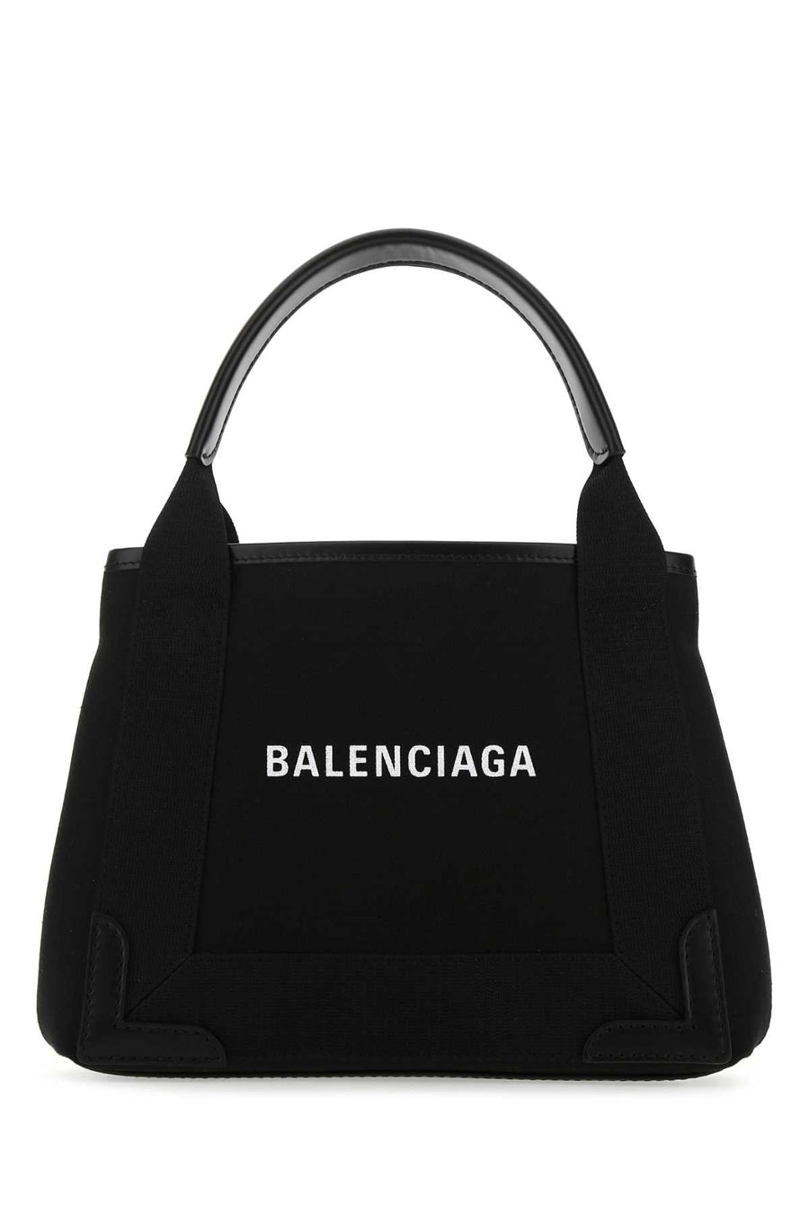 Balenciaga Logo-Embroidered Canvas Top Handle Bag — Black
