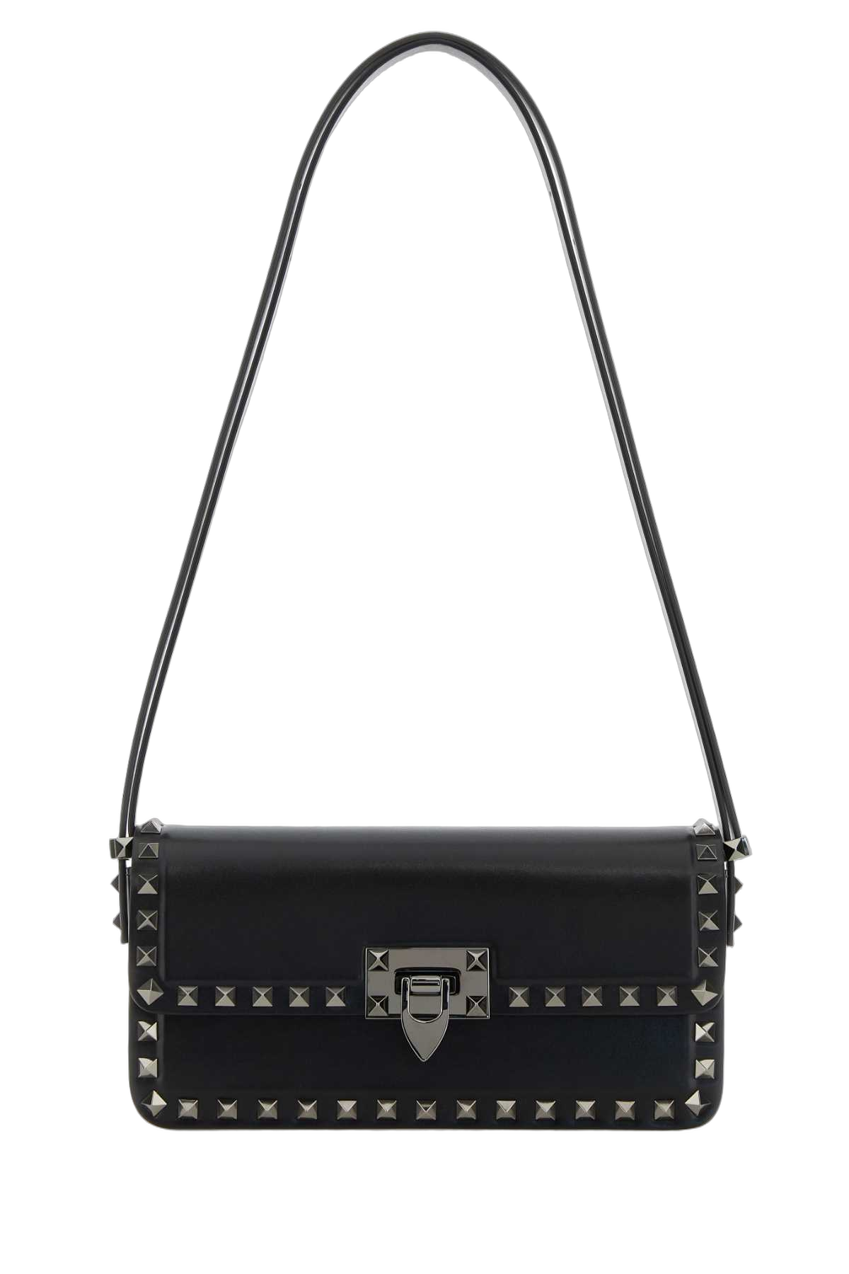 Valentino Garavani Rockstud-Embellished Leather Shoulder Bag — Black