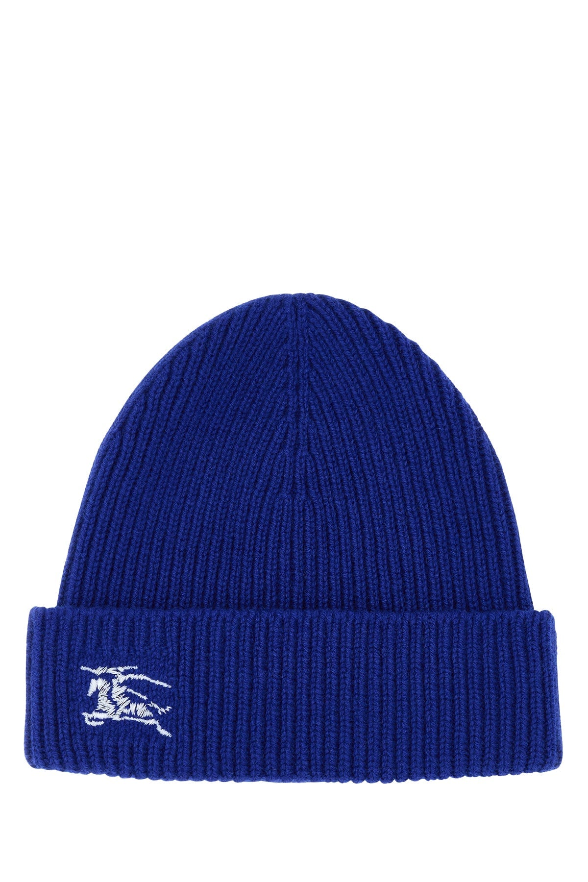 Burberry 8078810 Rib-Knit Beanie — Blue Wool Beanies