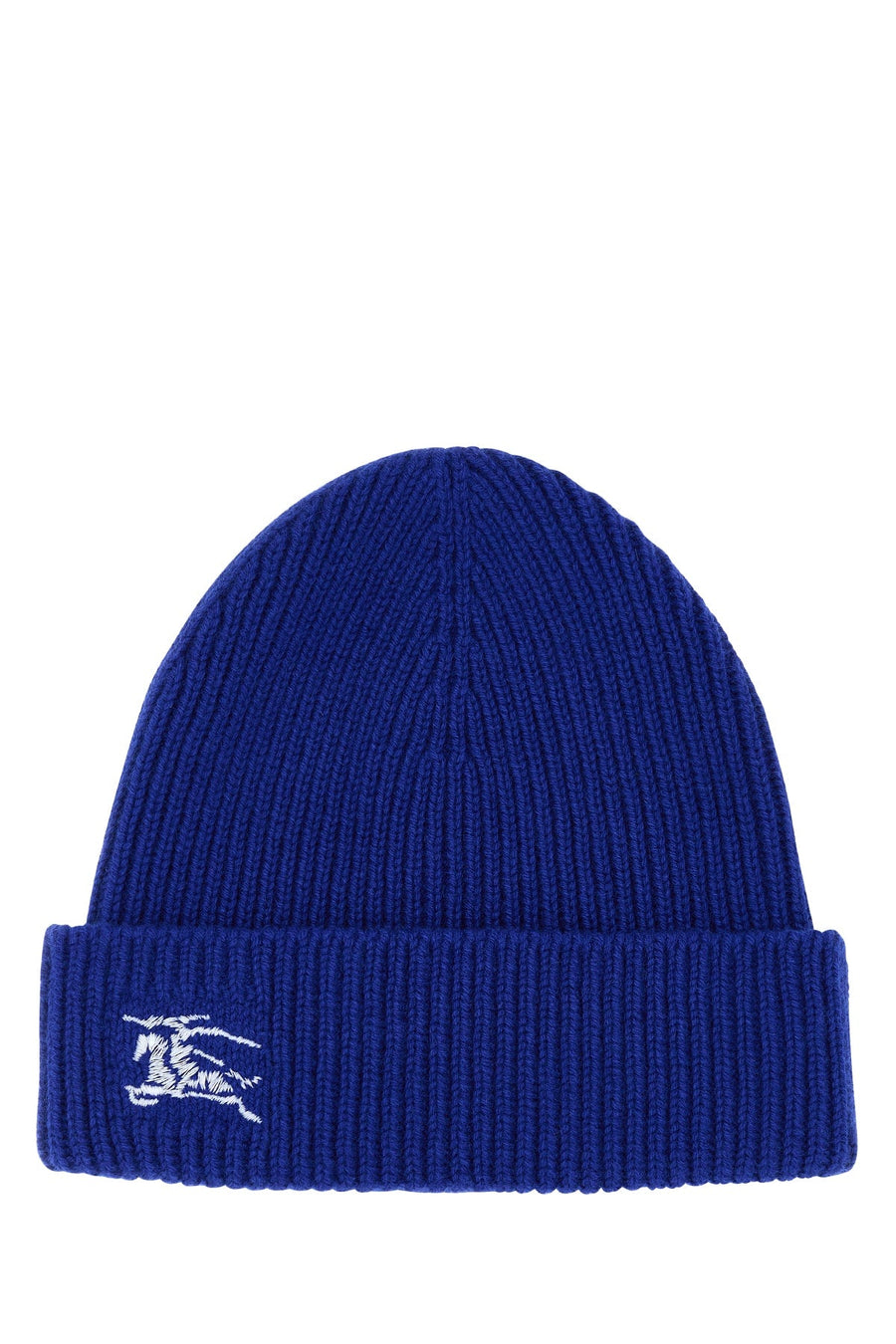 Burberry 8078810 Rib-Knit Beanie — Blue Wool Beanies