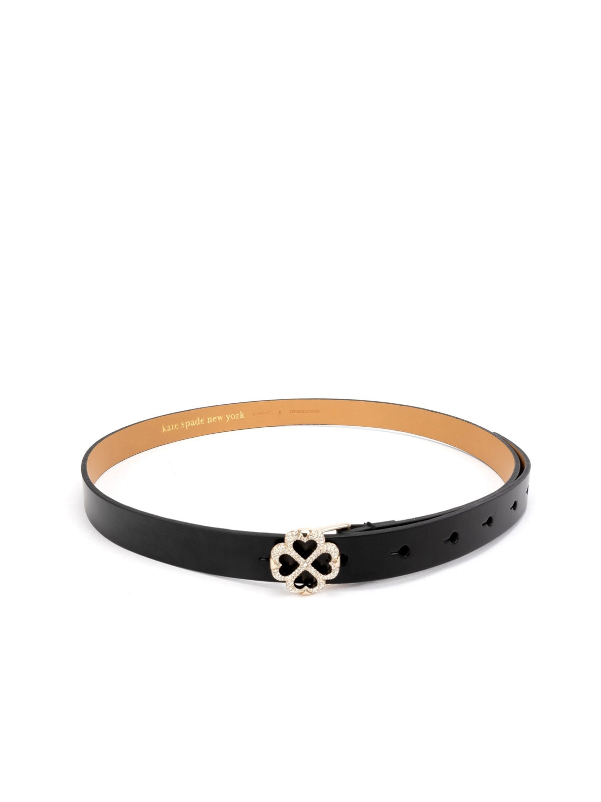 Kate Spade Flower Logo Buckle Leather Belt — Black