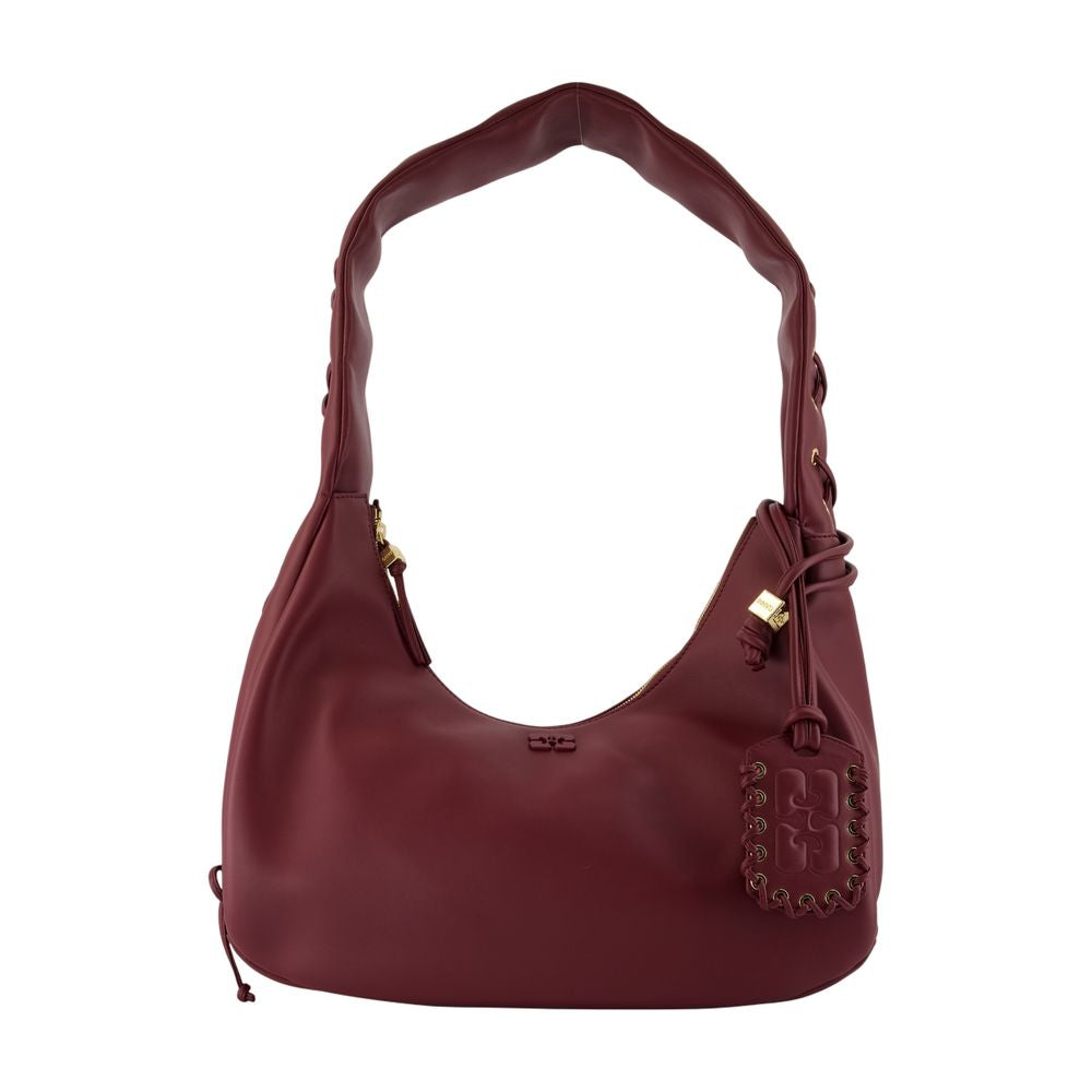 Ganni Shoulder Bag — Burgundy Leather