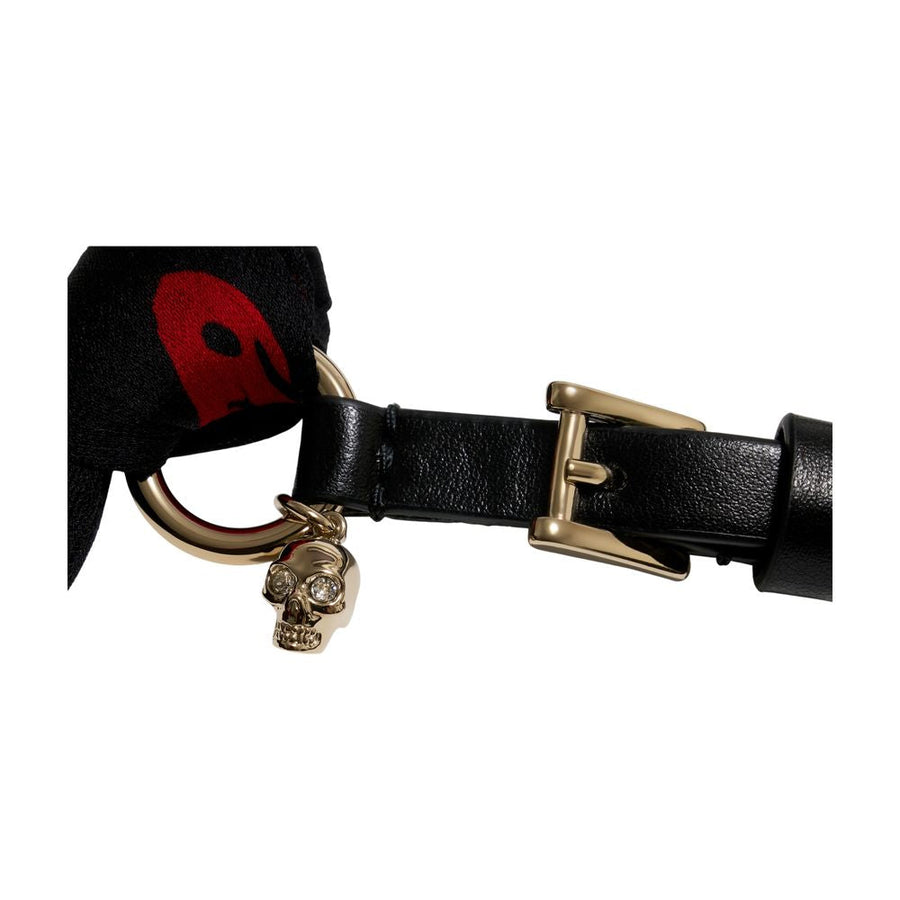 Alexander Mcqueen Silk Skull Ring Wrap Scarf — Black Scarfs