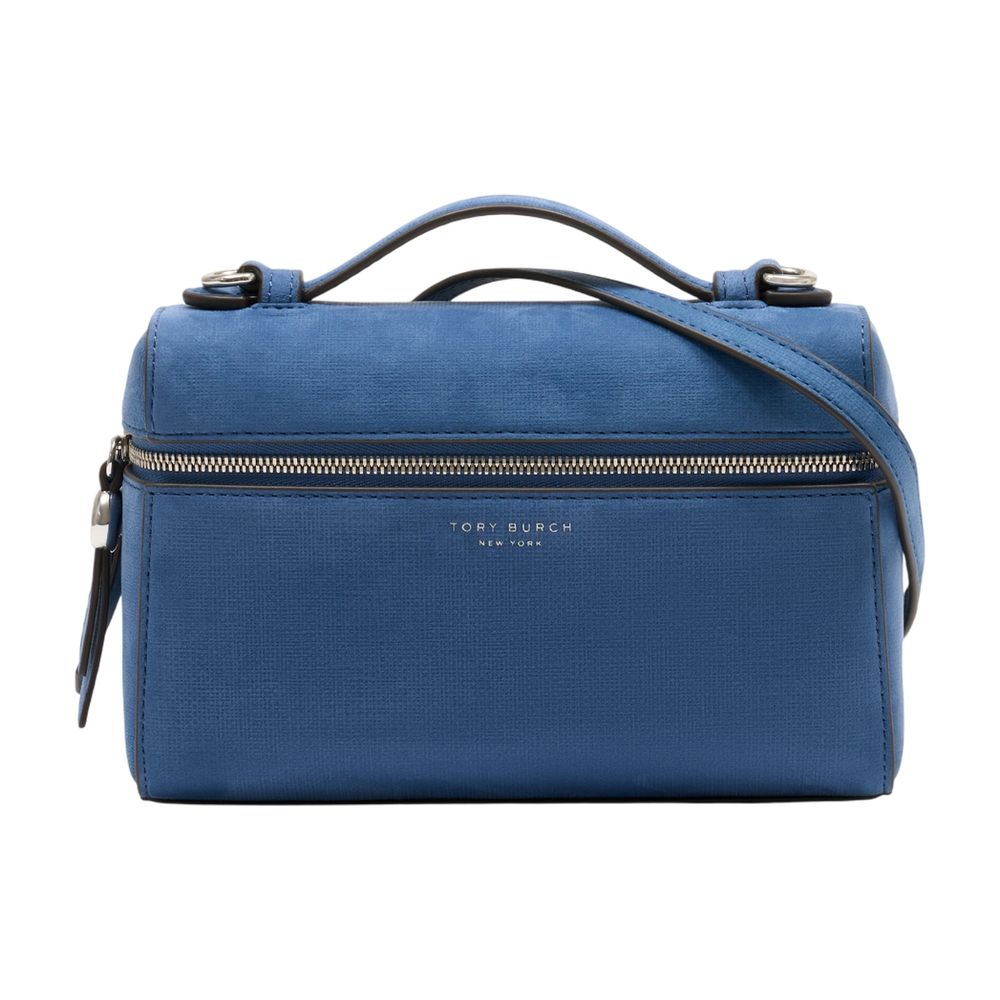 Tory Burch Romy Slim Top Handle Bag — Blue Cowhide