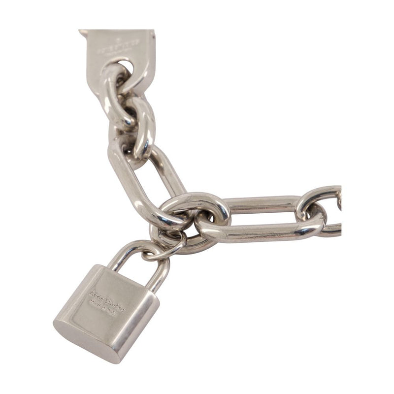 Acne Studios Chain-Link With Padlock Necklace — Silver Metal Necklaces