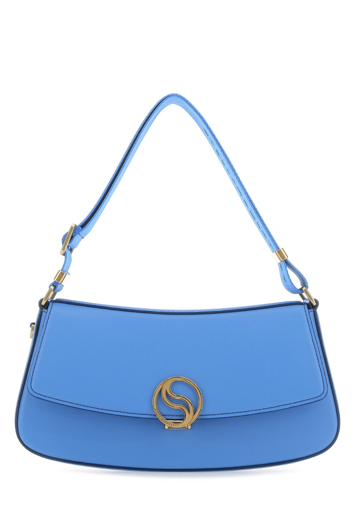 Stella Mccartney Logo-Embellished Shoulder Bag — Blue Leather