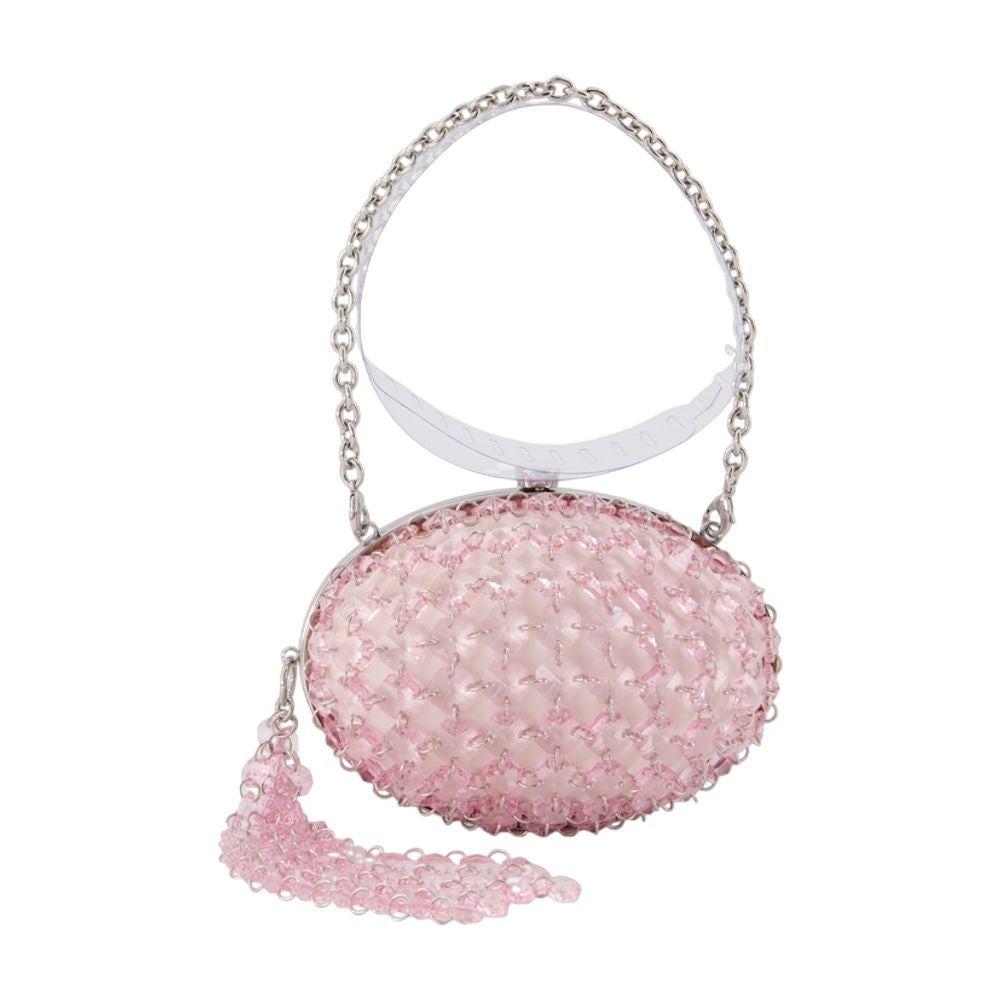 Self-Portrait Crystal-Embellished Clutch — Pink Synthetic