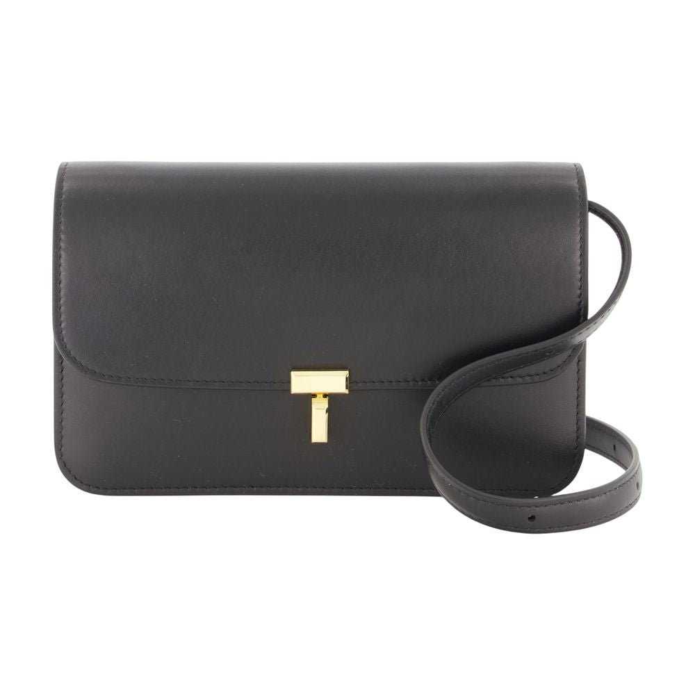 Toteme T-Lock Crossbody Bag — Black Calfskin