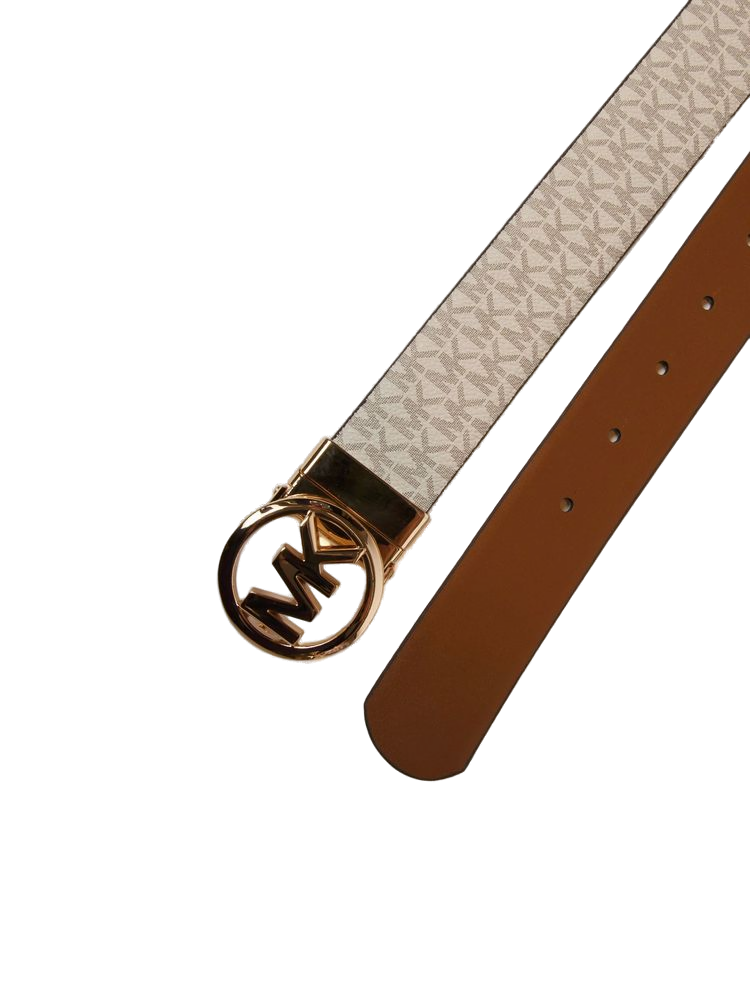 Michael Kors Reversible Logo-Buckle Belt — Beige Polyurethane