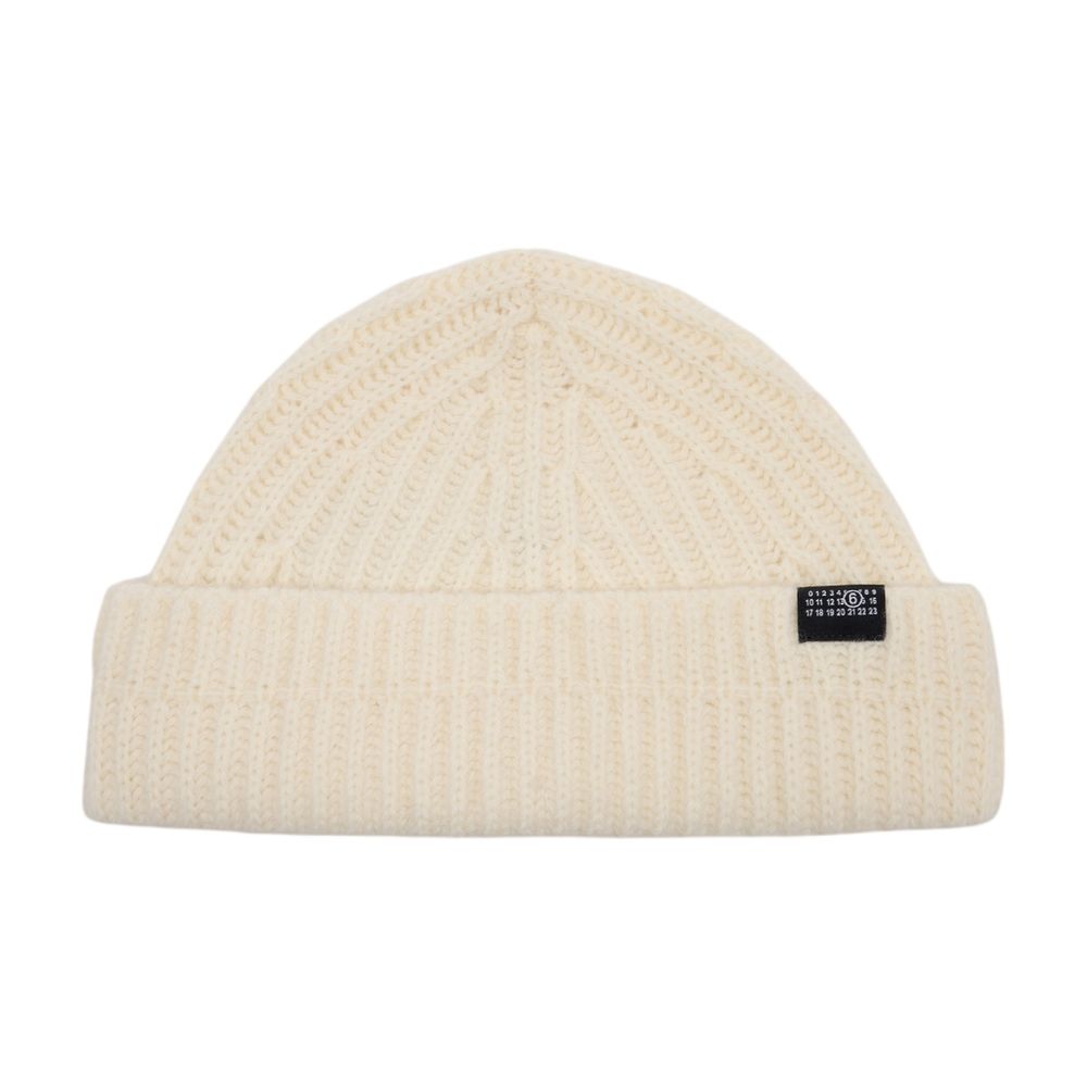 Mm6 Maison Margiela S52tb0016-M13285-102 Ribbed Wool Beanie — White Beanies