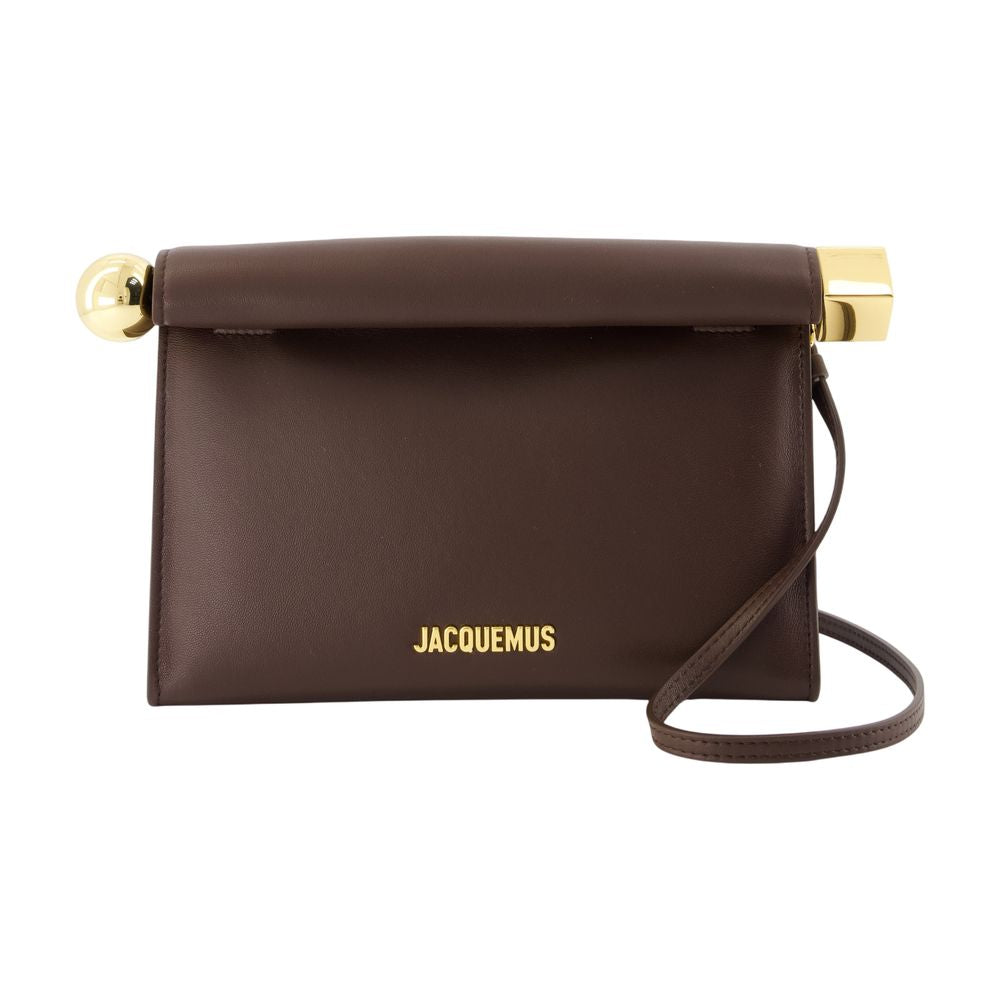 Jacquemus Le Sac Rond Carré Shoulder Bag — Brown Lambskin