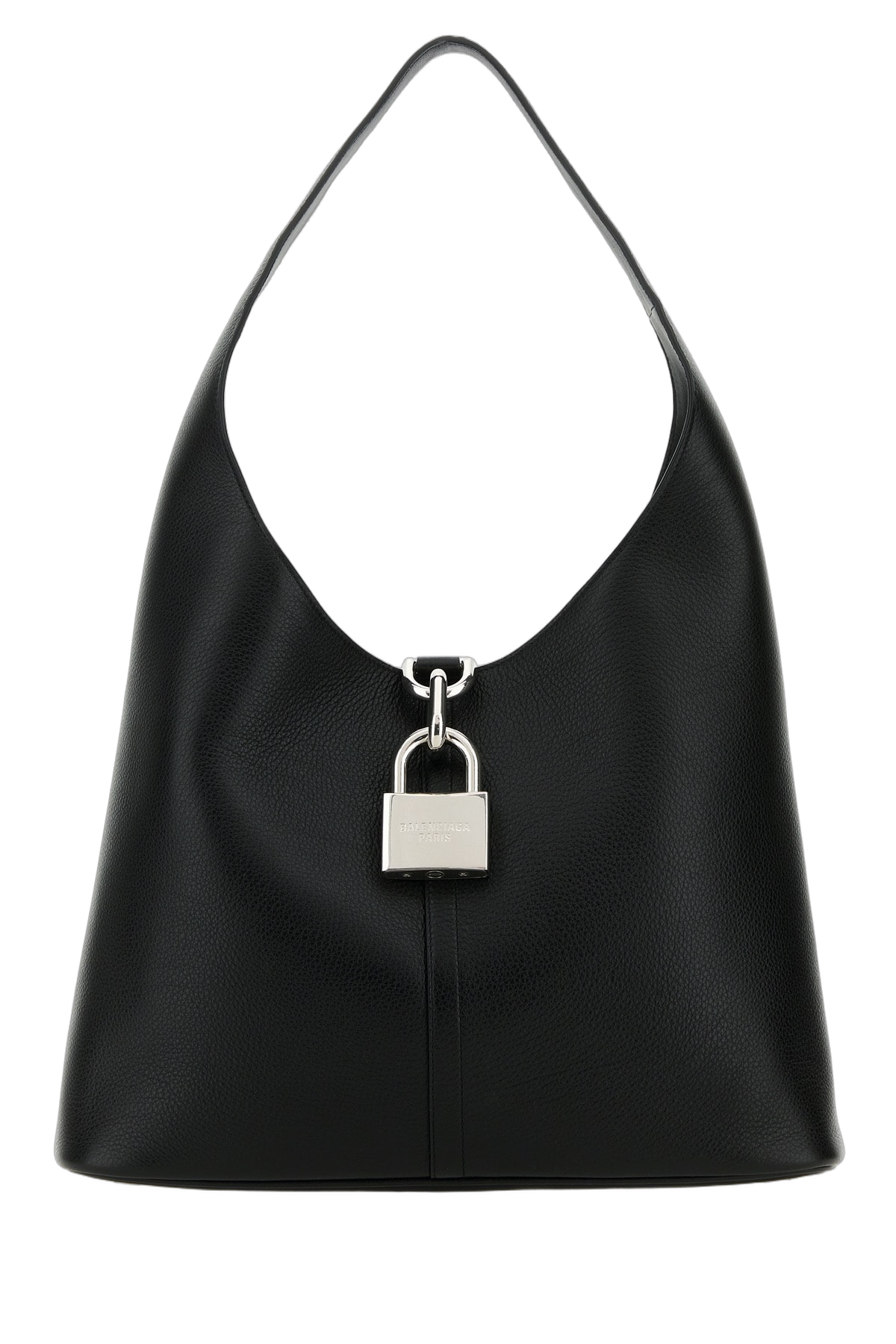 Balenciaga Lock-Detail Leather Shoulder Bag — Black T Domesticated Calf Le