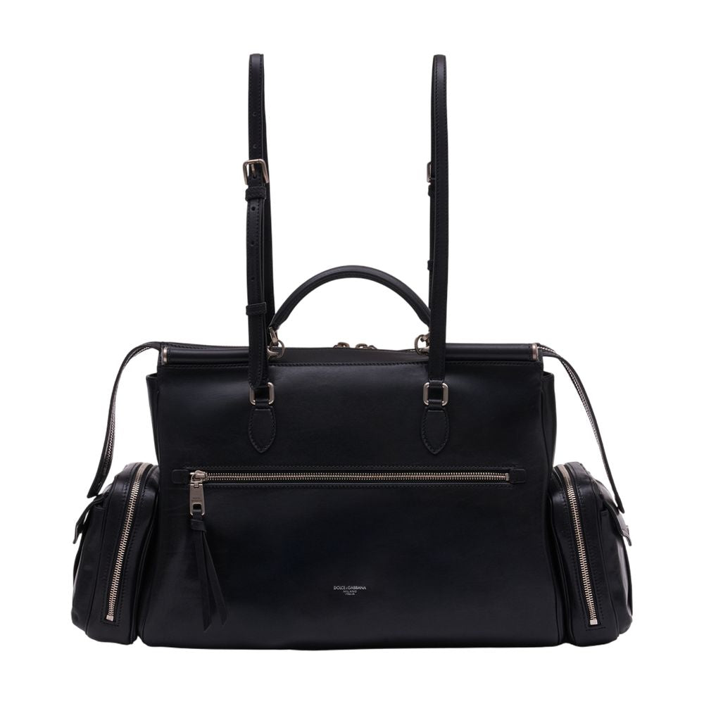 Dolce & Gabbana Borsaspalla Top Handle Bag — Black Calfskin
