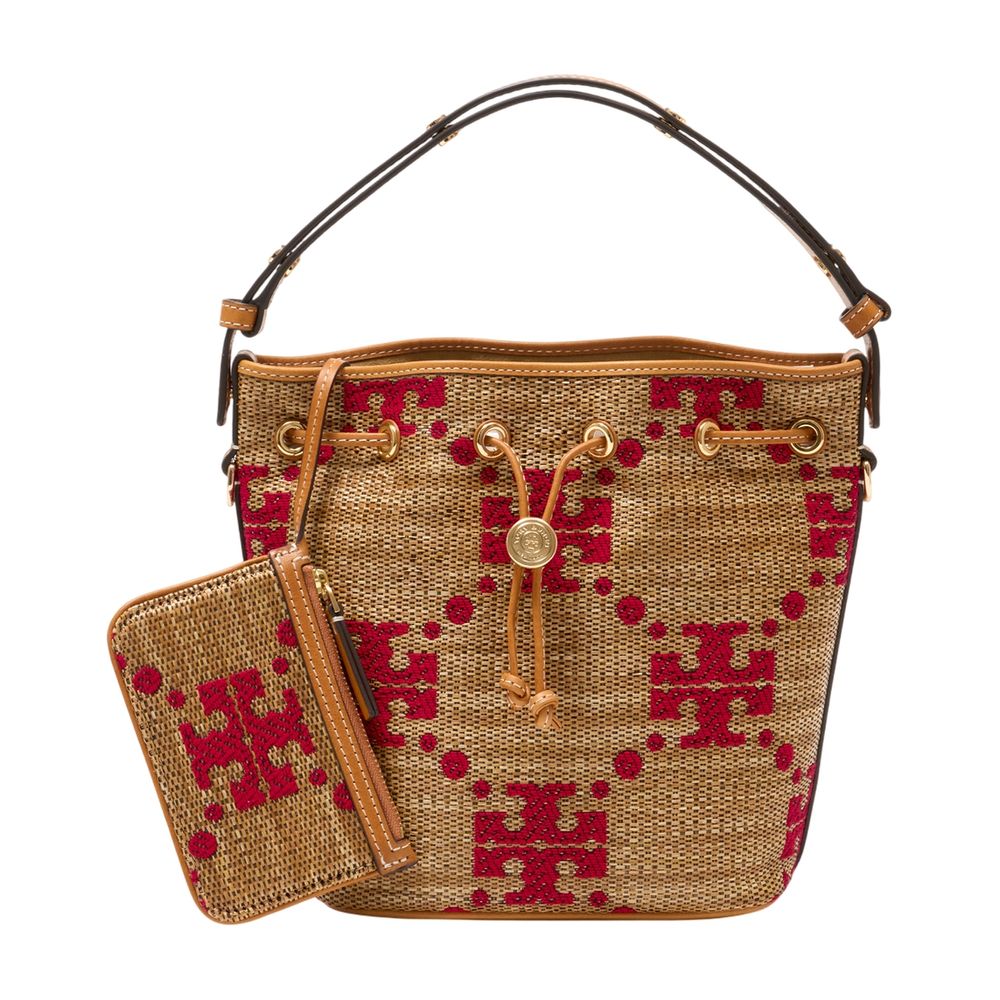 Tory Burch T-Monogram Shoulder Bag — Beige Synthetic