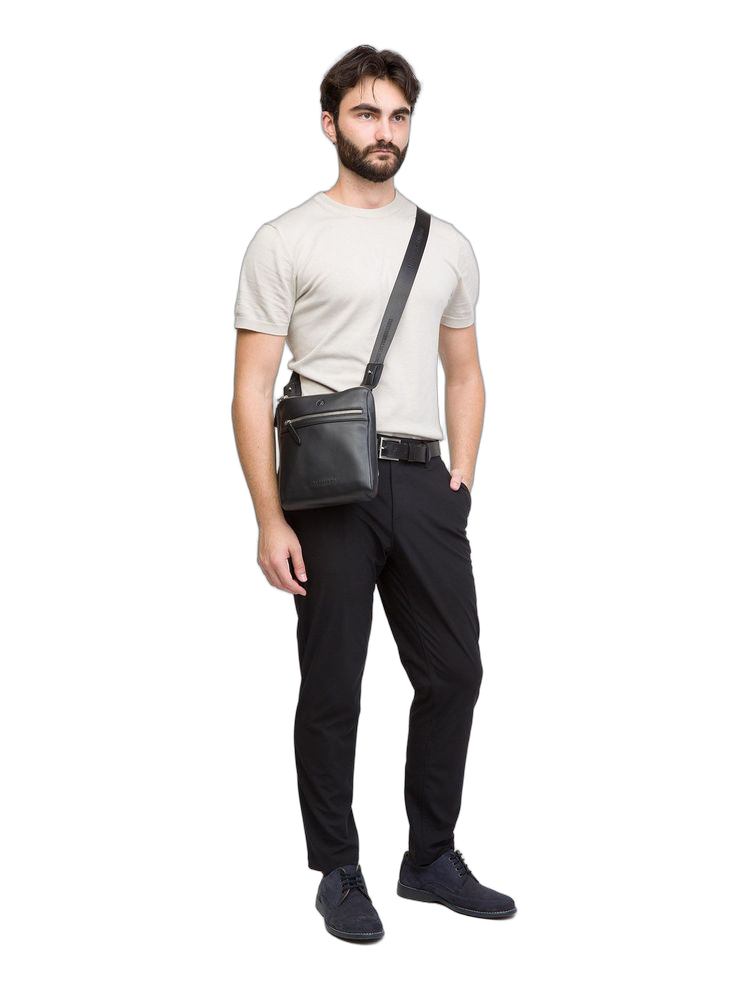 Momo Design Genuine Leather Shoulder Bag — Black