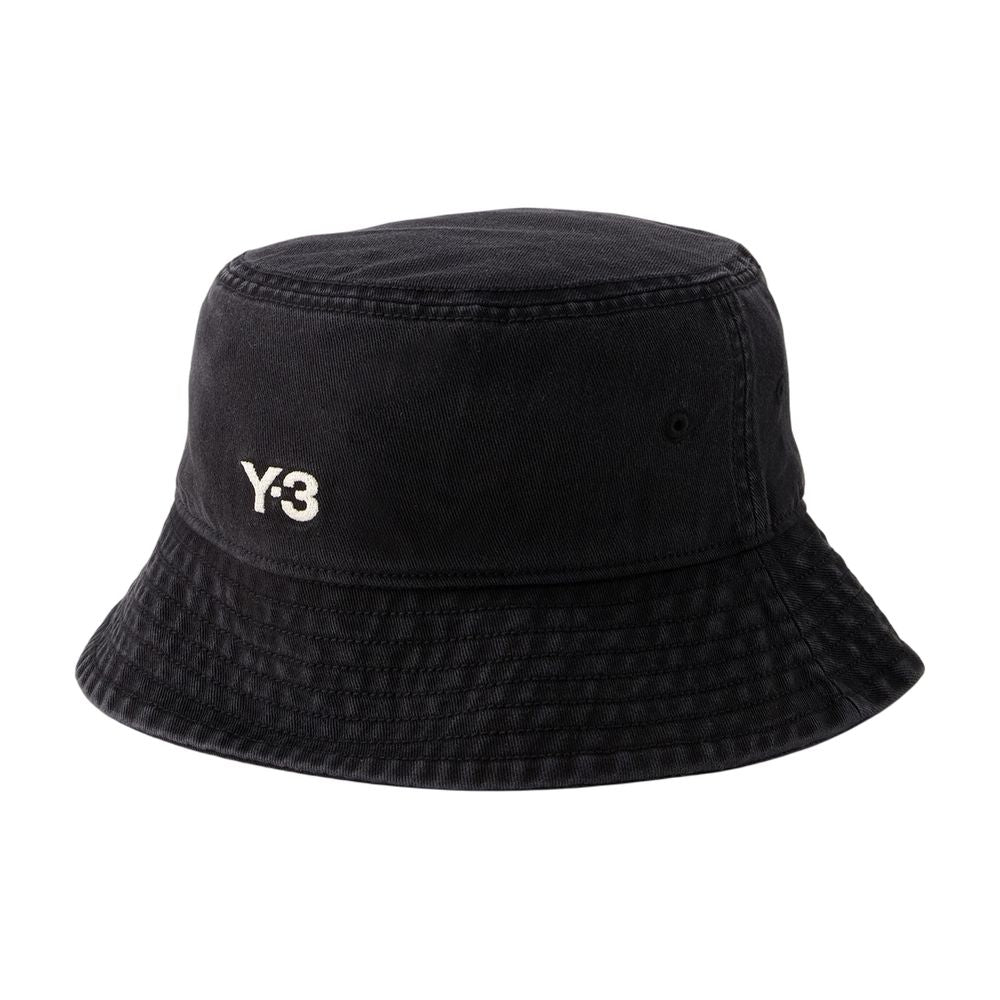 Y-3 Ix7000 Logo-Embroidered Cotton Bucket Hat — Black