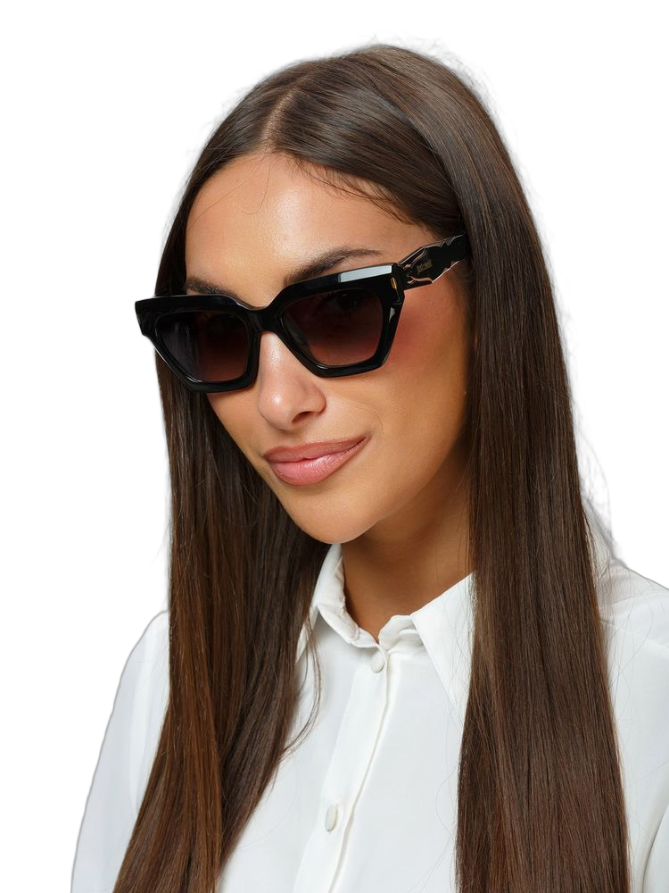 Just Cavalli Sjc171 Oversized Square Acetate Sunglasses — Black