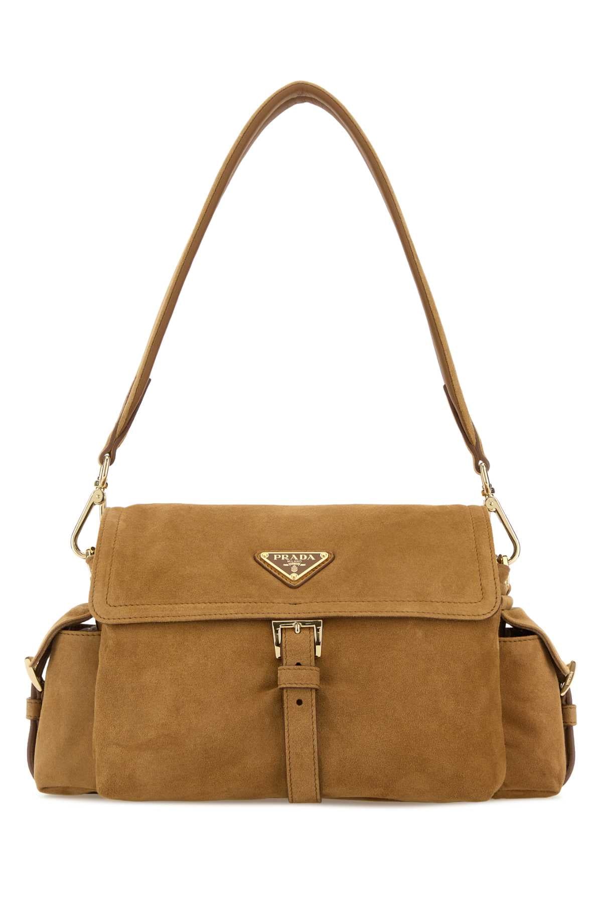 Prada Pattina Shoulder Bag — Camel