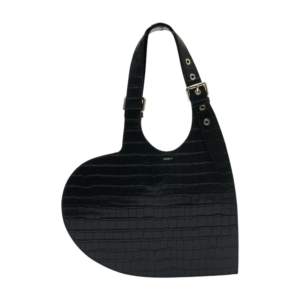 Coperni Crocodile-Embossed Calfskin Shoulder Bag — Black