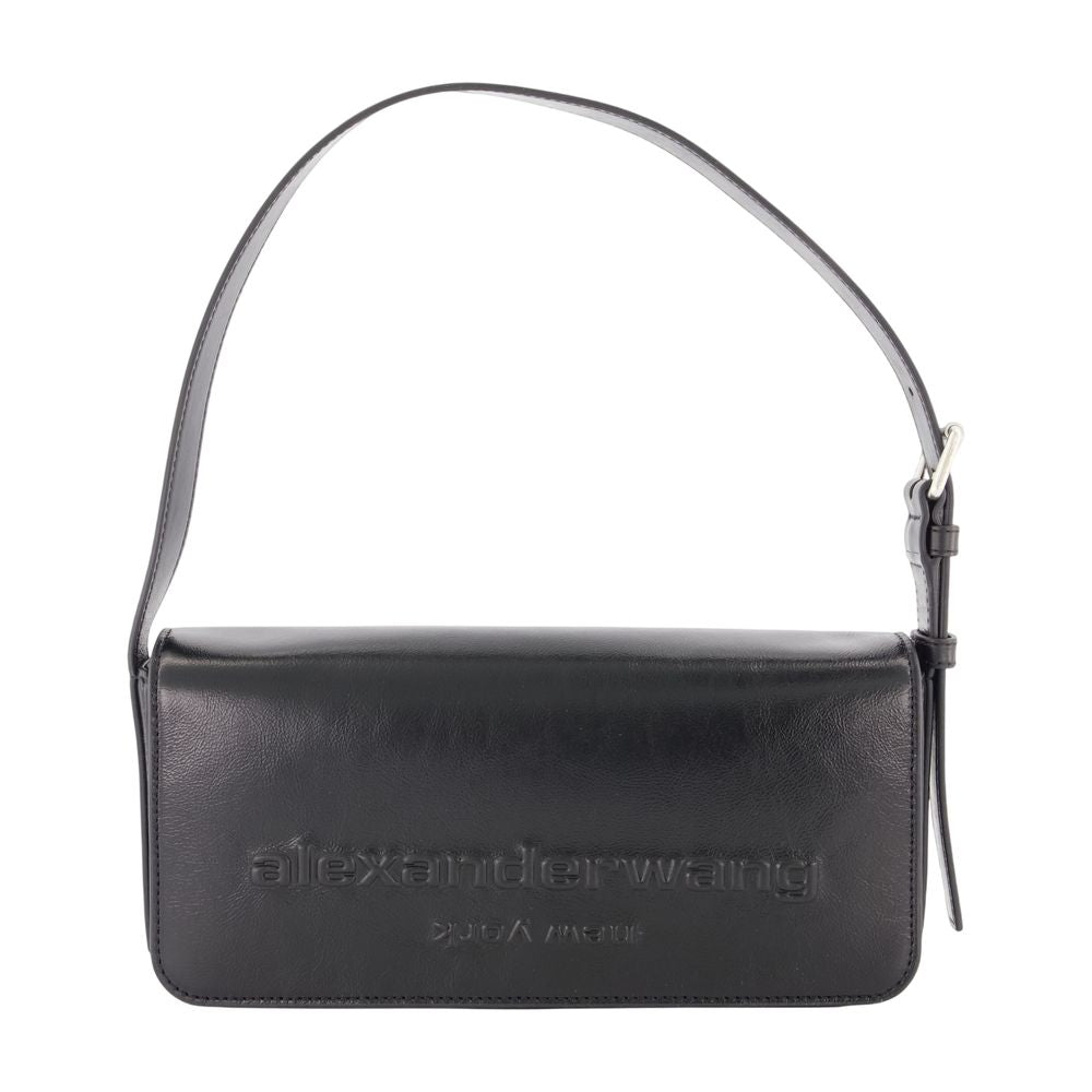 Alexander Wang Punch Flap Shoulder Bag — Black Cowhide