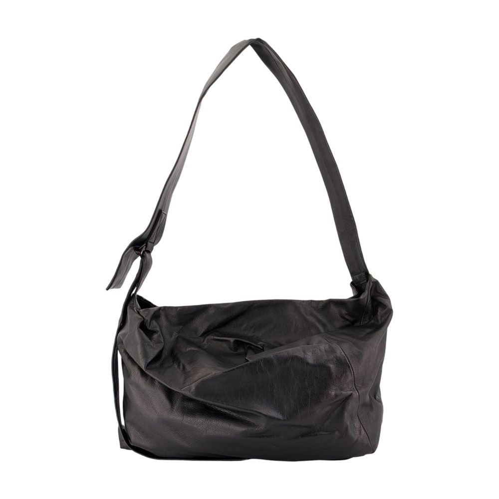 Yohji Yamamoto Puff M Shoulder Bag — Black Cowhide