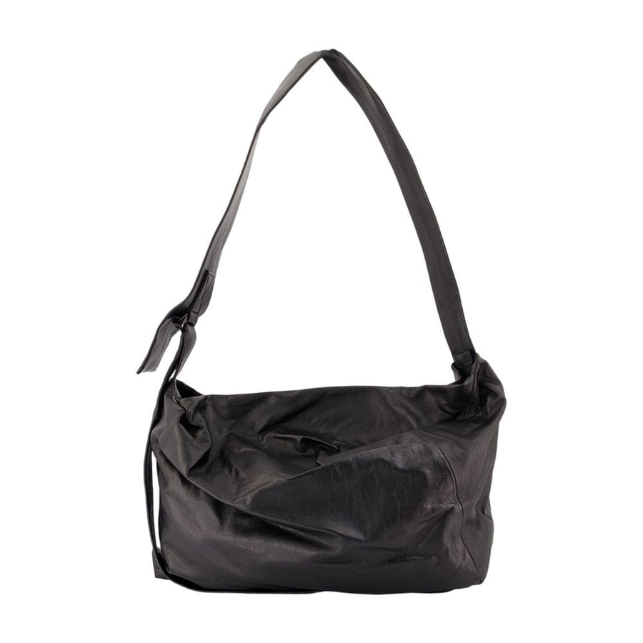 Yohji Yamamoto Puff M Shoulder Bag — Black Cowhide